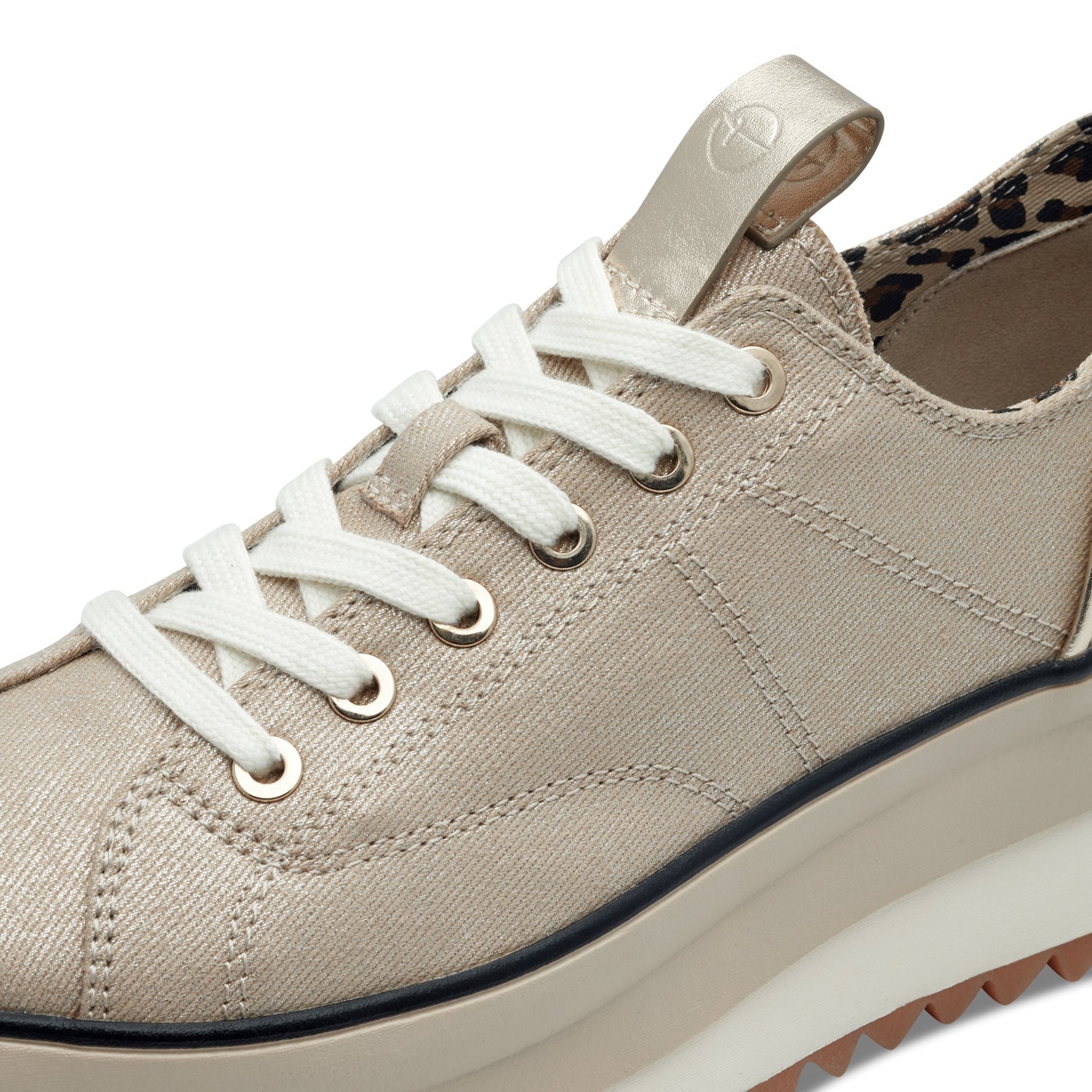 Tamaris 23731-41 Ladies Light Gold Textile Lace Up Trainers