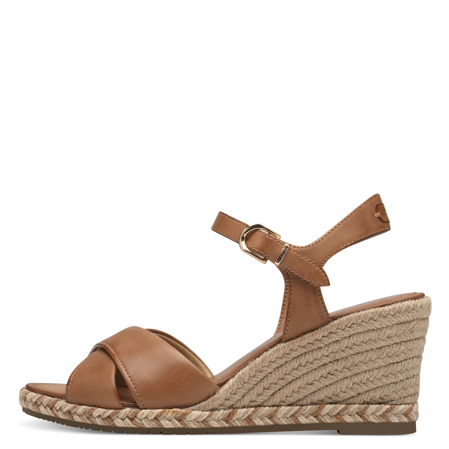 Tamaris 28346-44 Ladies Cognac Leather Buckle Sandals