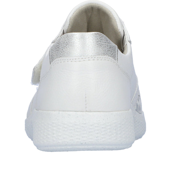 Waldlaufer 815M32 303 663 M-Ira Soft Ladies Wide White & Silver Leather Arch Support Touch Fastening Trainers