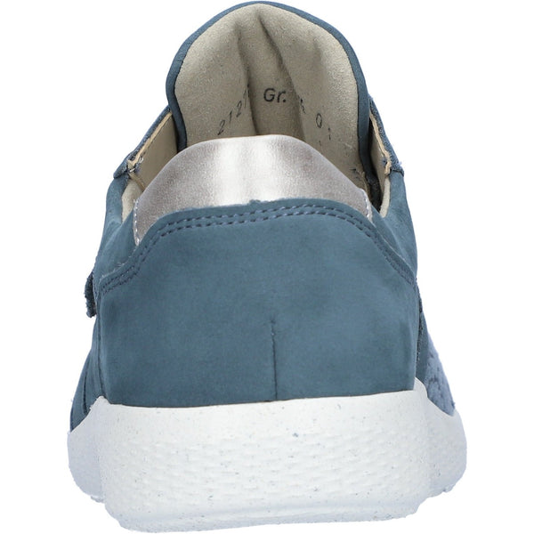 Waldlaufer 634K33 305 263 K-Ira Soft Ladies Wide Denim/Taupe Nubuck Arch Support Touch Fastening Trainers