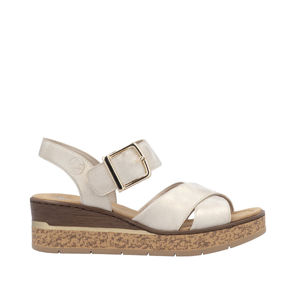 Rieker 63795-60 Ladies Muschel Synthetic Leather Buckle Sandals