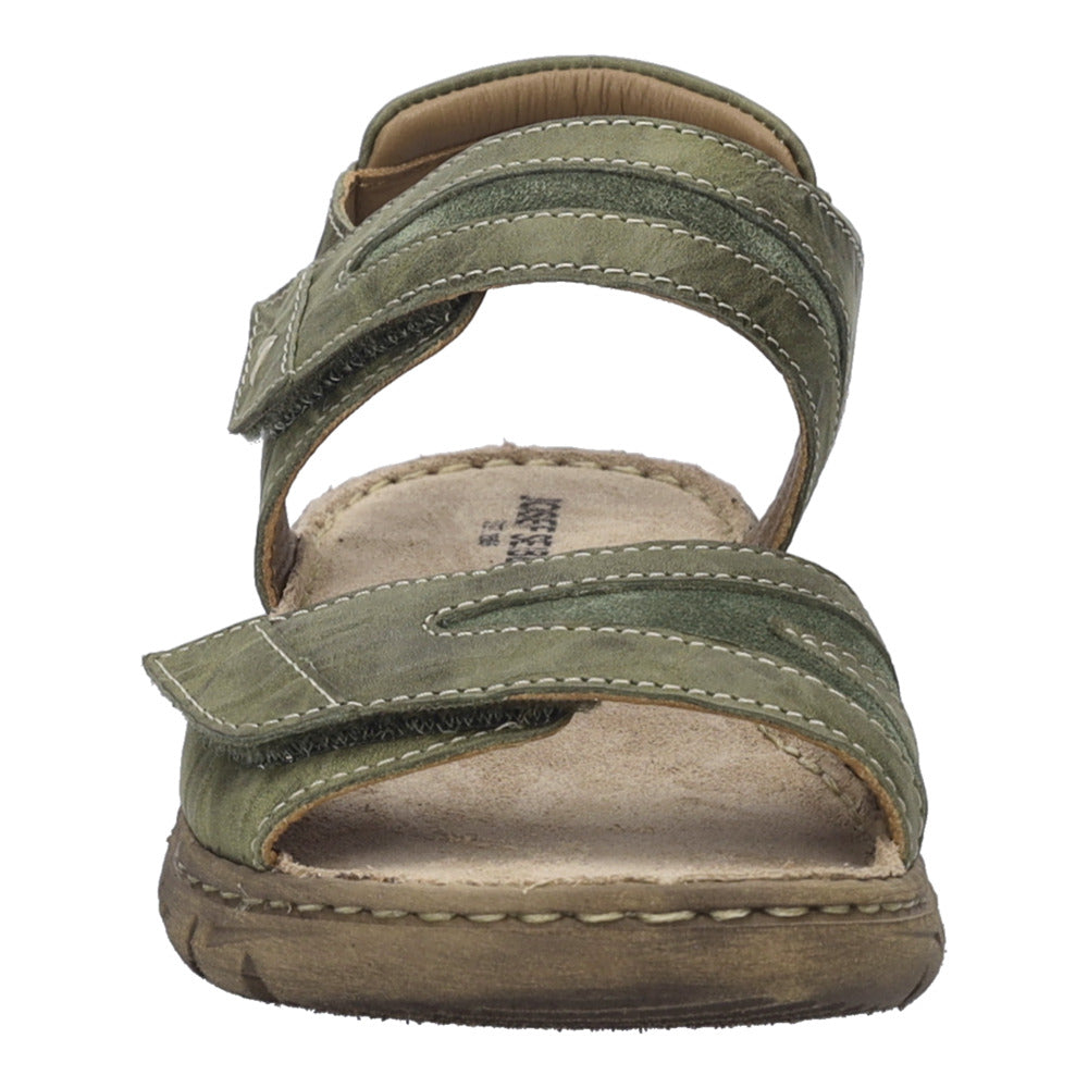 Josef Seibel Brenda 08 Ladies Khaki Leather Touch Fastening Sandals