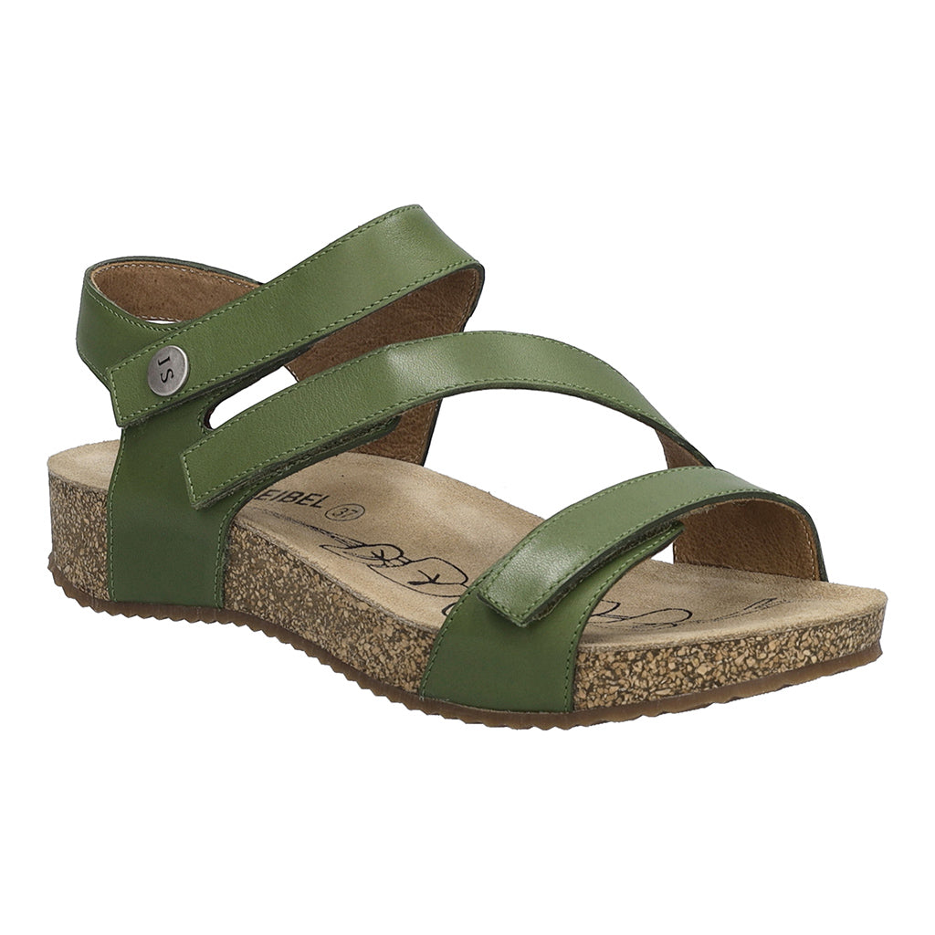 Josef Seibel Tonga 25 Ladies Khaki Leather Arch Support Touch Fastening Sandals