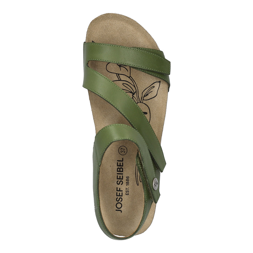 Josef Seibel Tonga 25 Ladies Khaki Leather Arch Support Touch Fastening Sandals