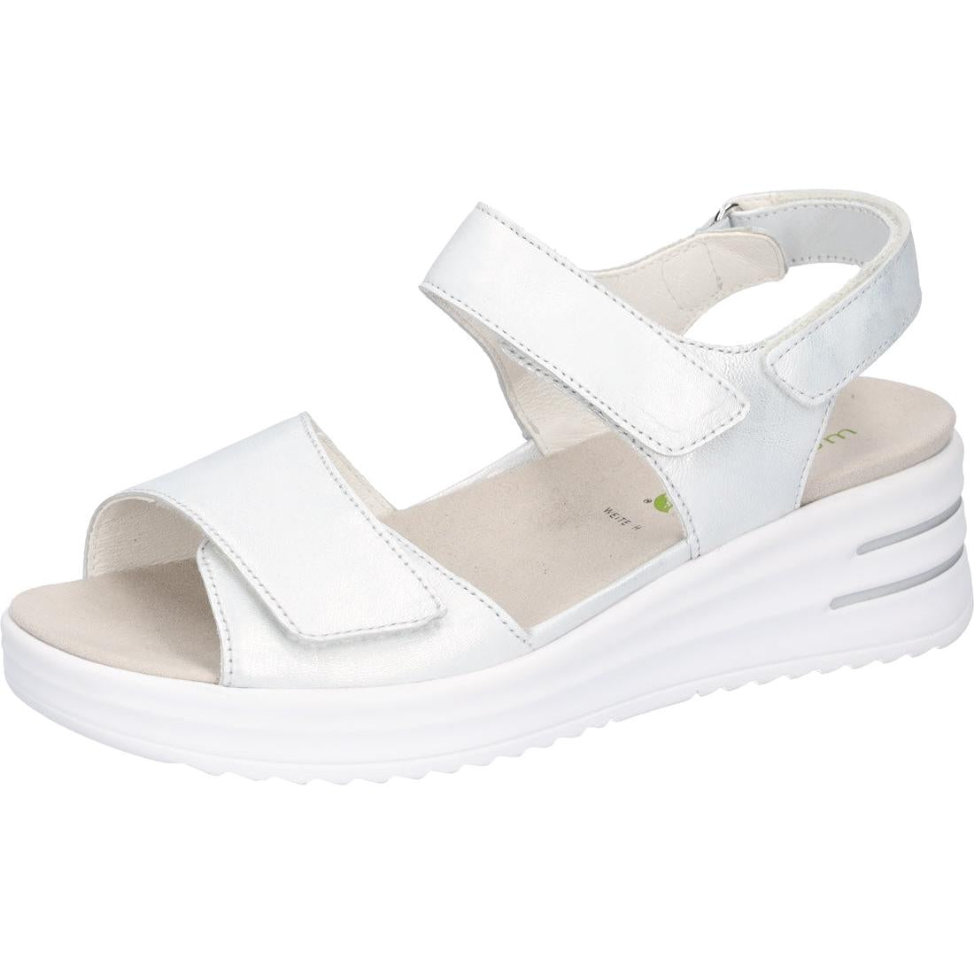 Waldlaufer 795003 113 211 H-Dina Ladies Wide Silver Leather Arch Support Touch Fastening Sandals