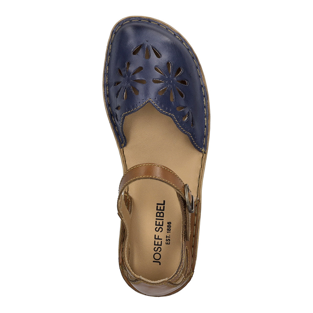 Josef Seibel Rosalie 04 Ladies Navy Combi Leather Buckle Shoes