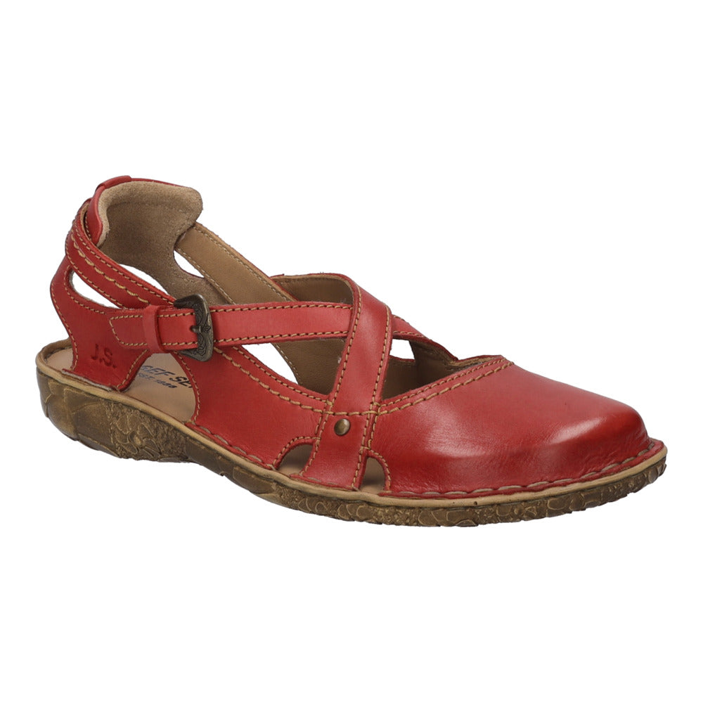 Josef Seibel Rosalie 13 Ladies Ruby Red Leather Buckle Shoes