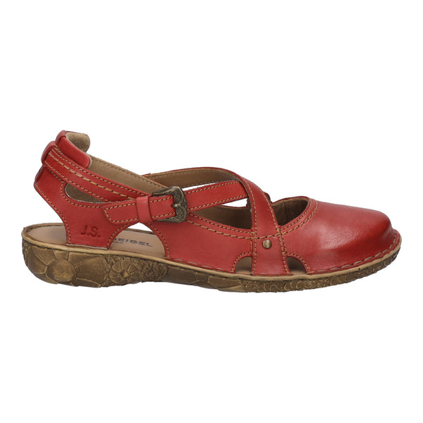 Josef Seibel Rosalie 13 Ladies Ruby Red Leather Buckle Shoes