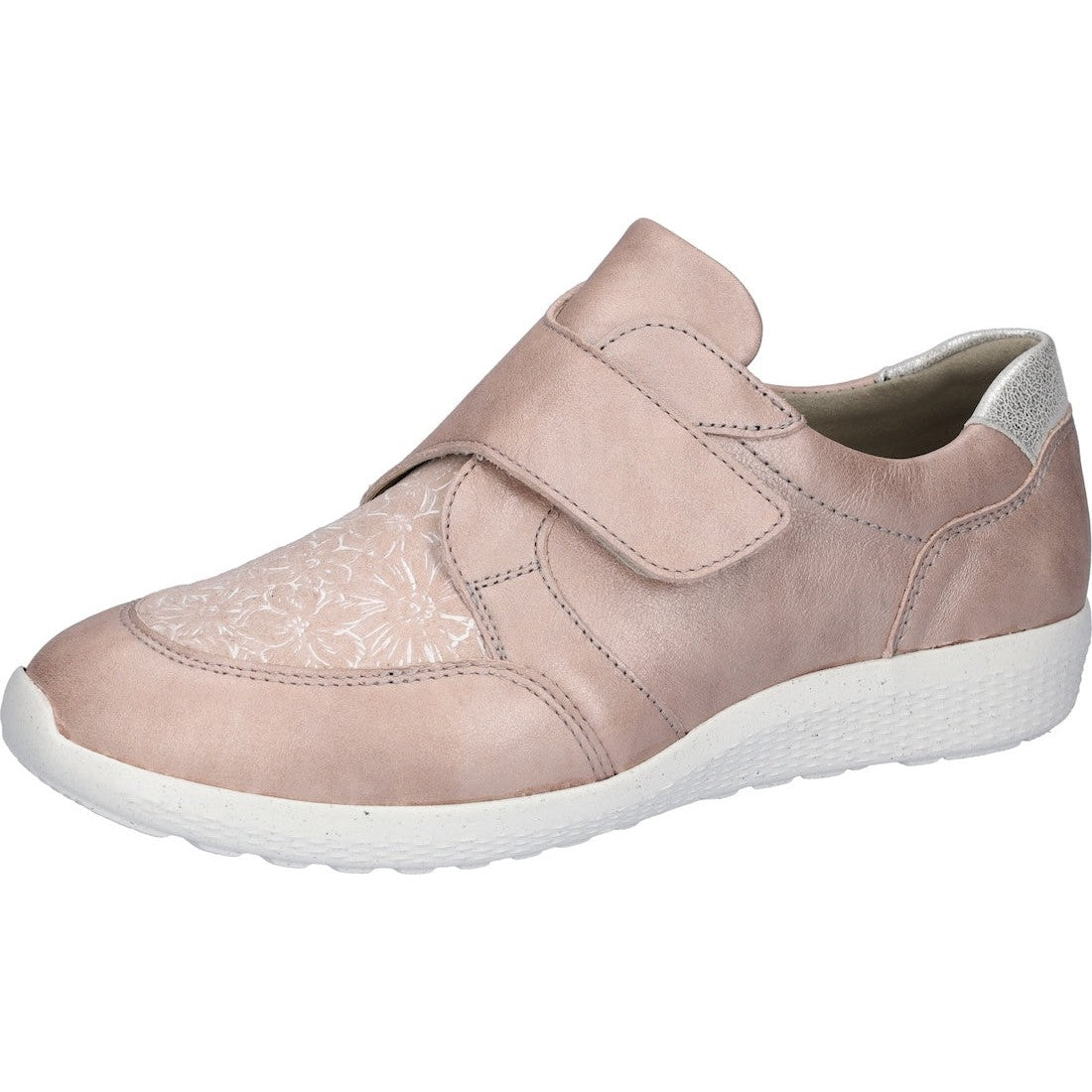 Waldlaufer 815M32 305 089 M-Ira Soft Ladies Wide Apricot Leather Arch Support Touch Fastening Trainers