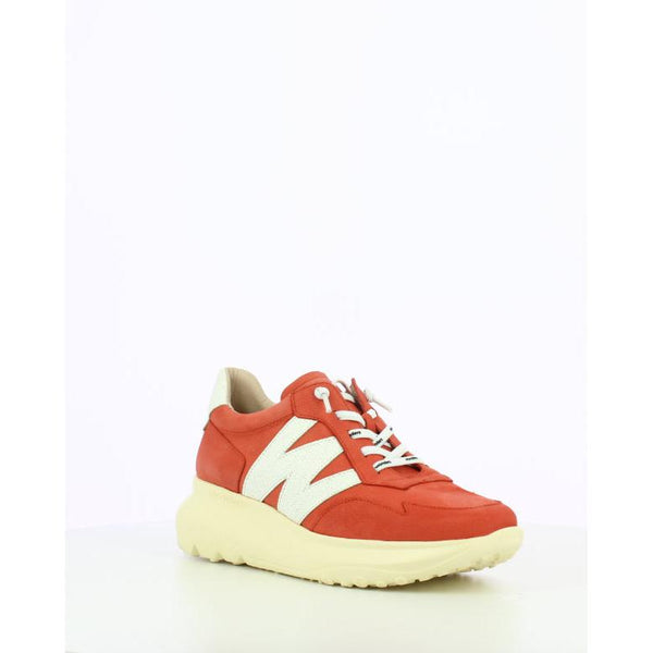 Wonders A-4002 Ladies Coral/Off White Nubuck Lace Up Trainers