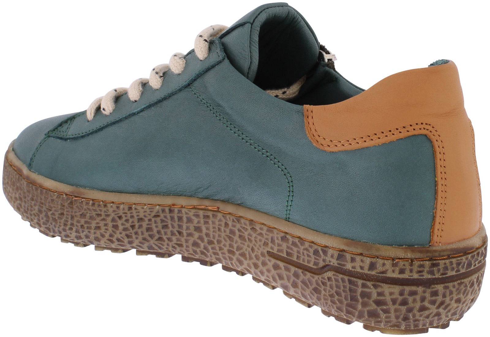 Adesso A7620 Cece Ladies Pickle Leather Zip & Lace Trainers-elevate your sole