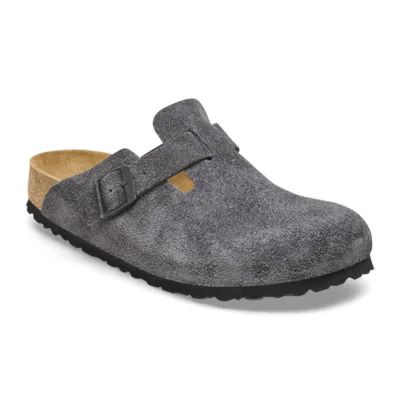 Birkenstock Boston Suede Leather 1028602 Ladies Velvet Grey Suede Buckle Slip Ons-elevate your sole