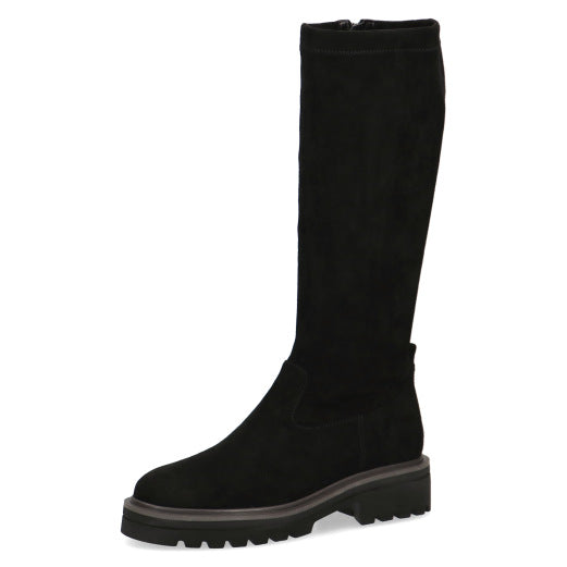 Caprice 25607-41 044 Ladies Black Textile Side Zip Knee High Boots-elevate your sole