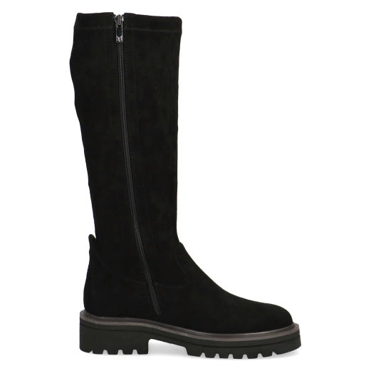 Caprice 25607-41 044 Ladies Black Textile Side Zip Knee High Boots-elevate your sole