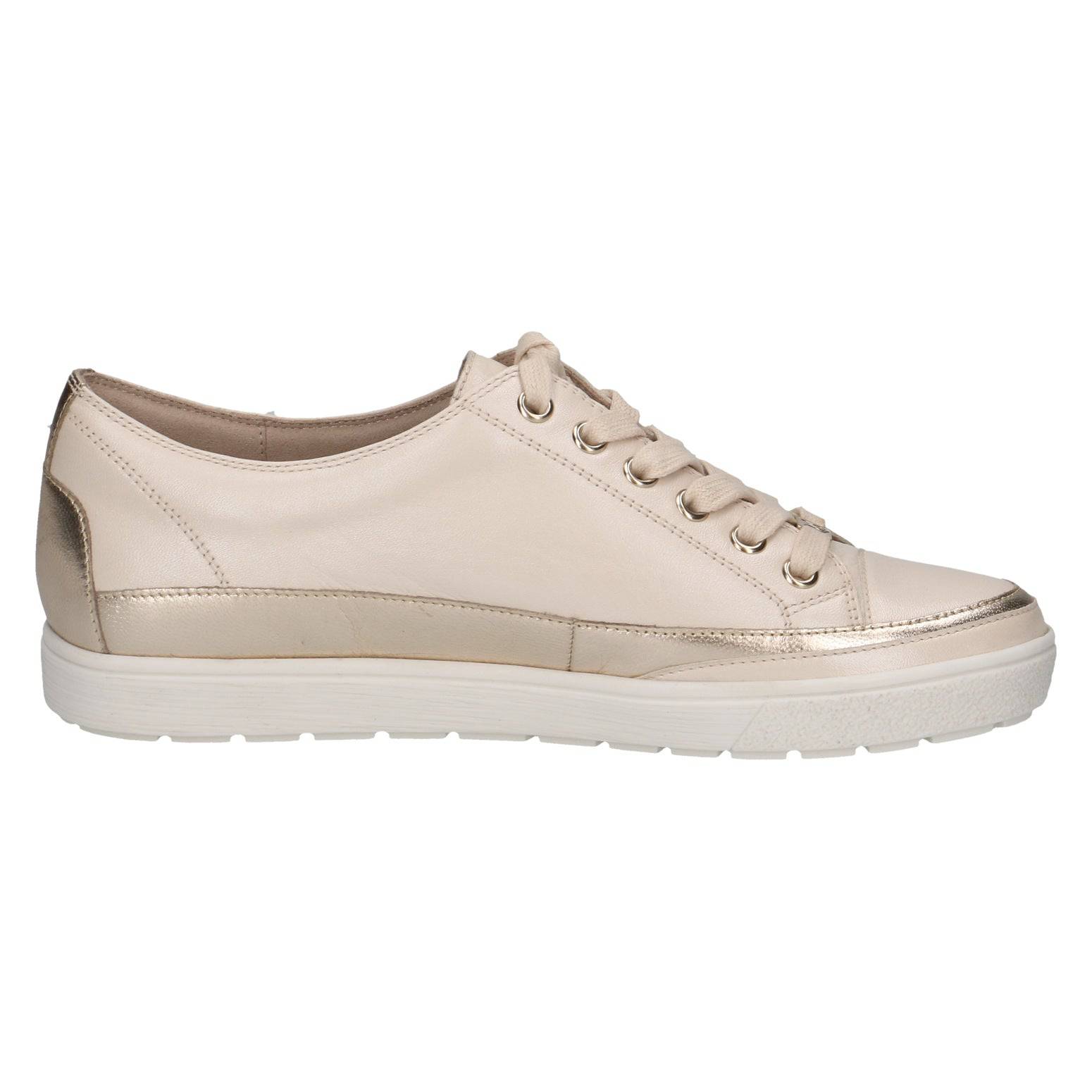 Caprice 9-23654-42 450 Ladies Cream Leather Lace Up Shoes-elevate your sole