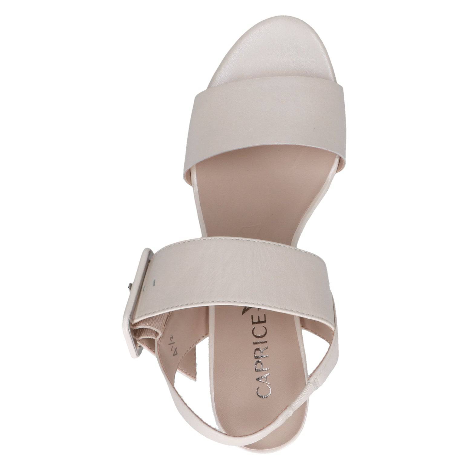 Caprice 9-28306-42 140 Ladies Cream Pearl Leather Touch Fastening Sandals-elevate your sole