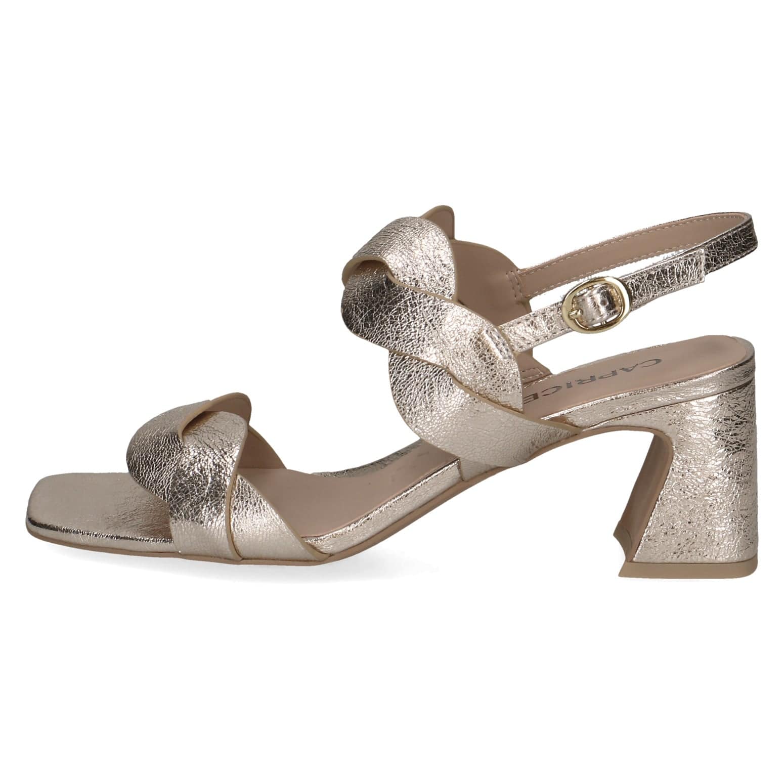 Caprice 9-28317-42 978 Ladies Light Gold Leather Buckle Sandals-elevate your sole