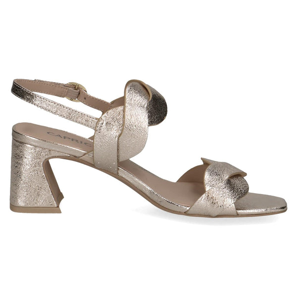 Caprice 9-28317-42 978 Ladies Light Gold Leather Buckle Sandals-elevate your sole