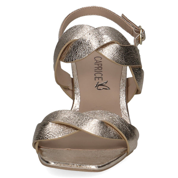 Caprice 9-28317-42 978 Ladies Light Gold Leather Buckle Sandals-elevate your sole