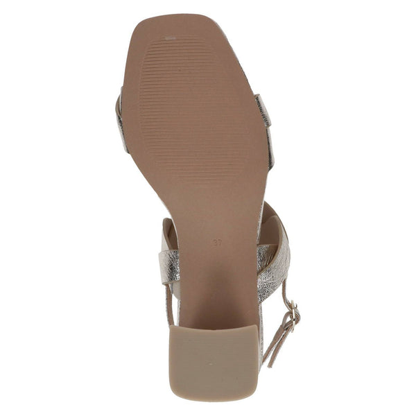 Caprice 9-28317-42 978 Ladies Light Gold Leather Buckle Sandals-elevate your sole