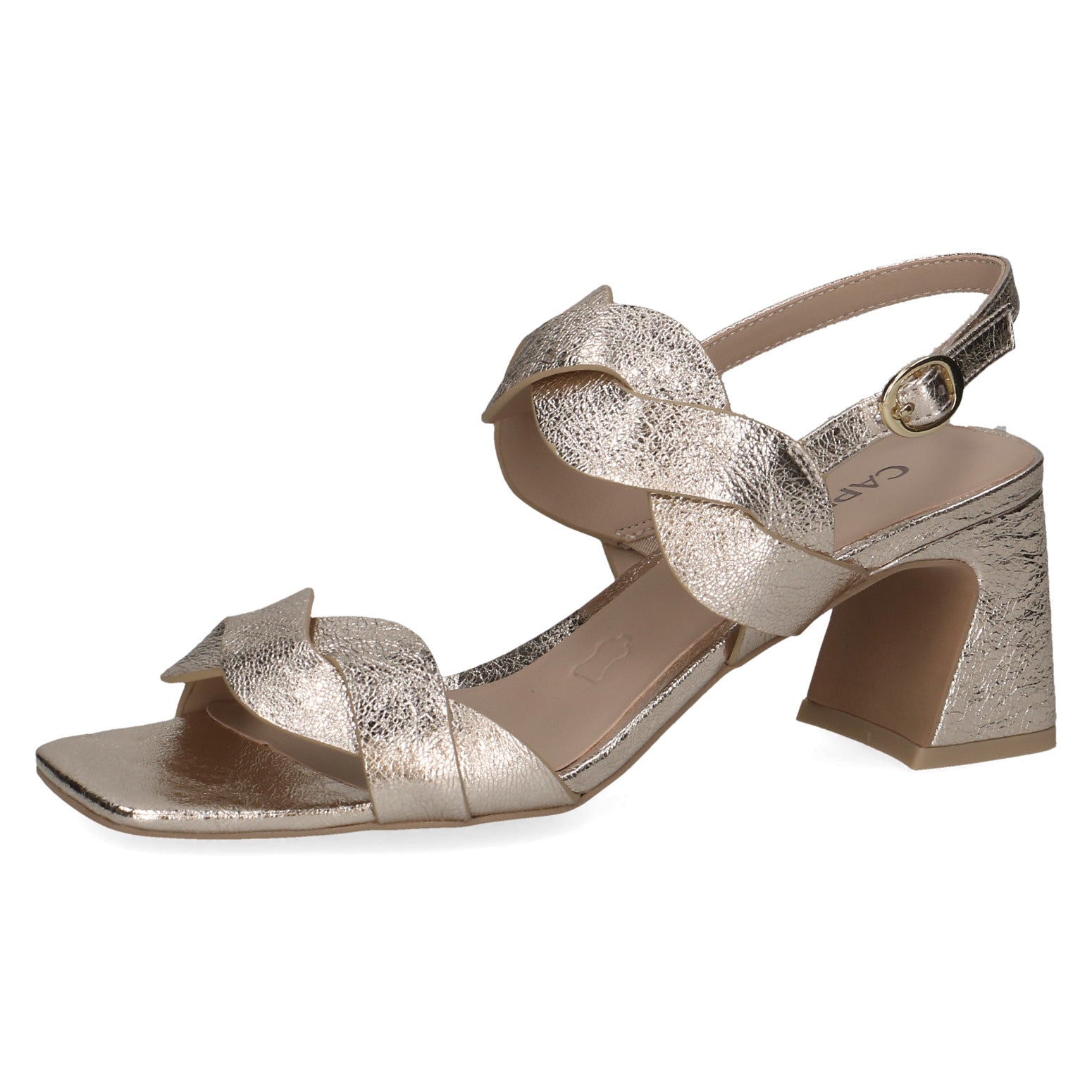 Caprice 9-28317-42 978 Ladies Light Gold Leather Buckle Sandals-elevate your sole