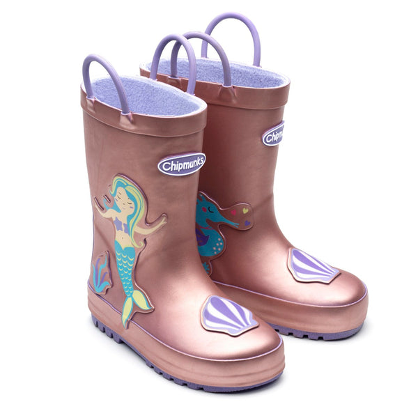 Chipmunk Margot Mermaid Pink Metallic Wellies-elevate your sole