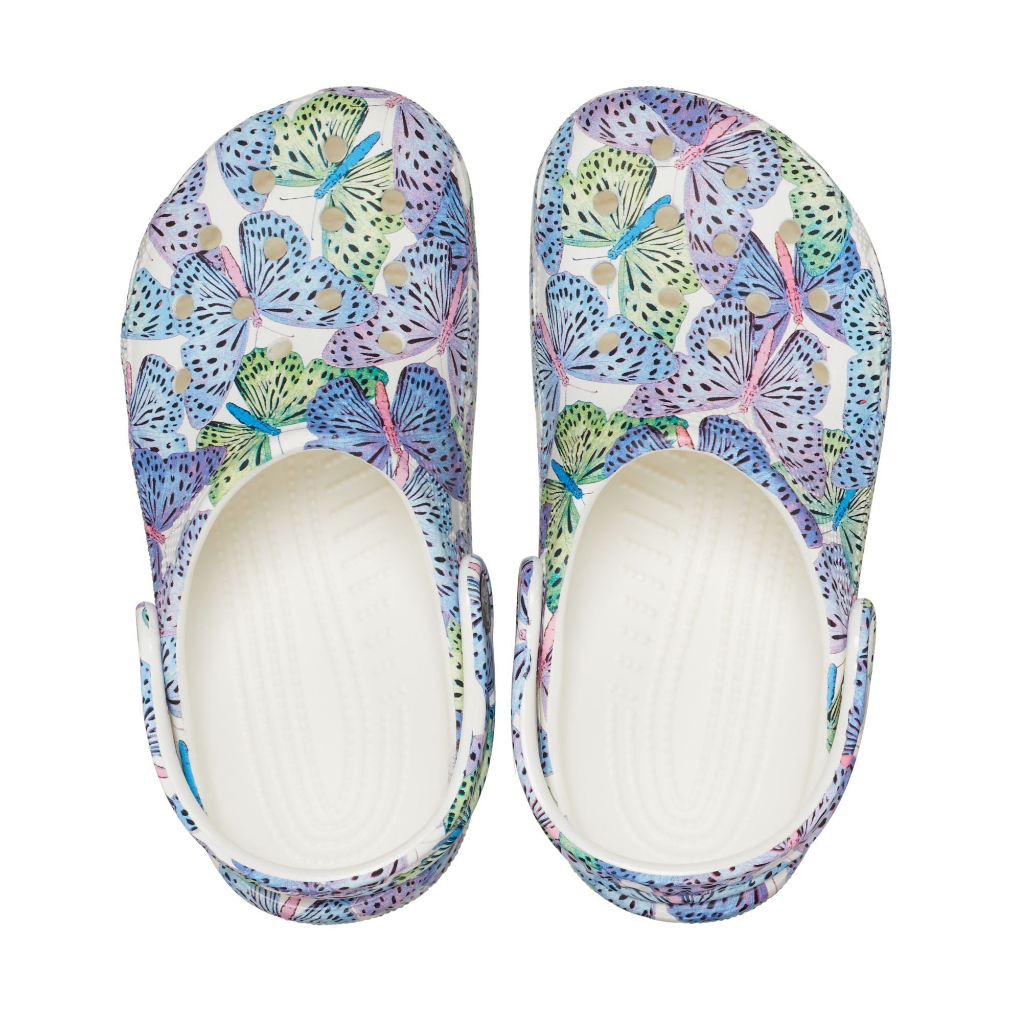 Crocs Classic Butterfly Kids 208300-94S Girls White And Multi Clogs