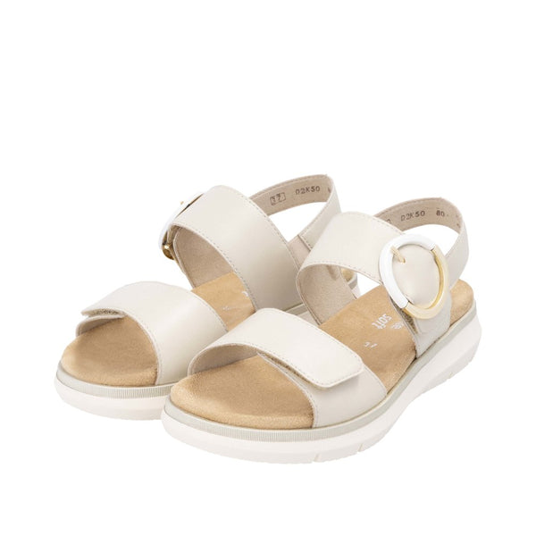 Remonte D2K50-80 Ladies Off White Leather Touch Fastening Sandals