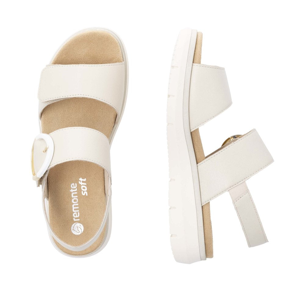 Remonte D2K50-80 Ladies Off White Leather Touch Fastening Sandals