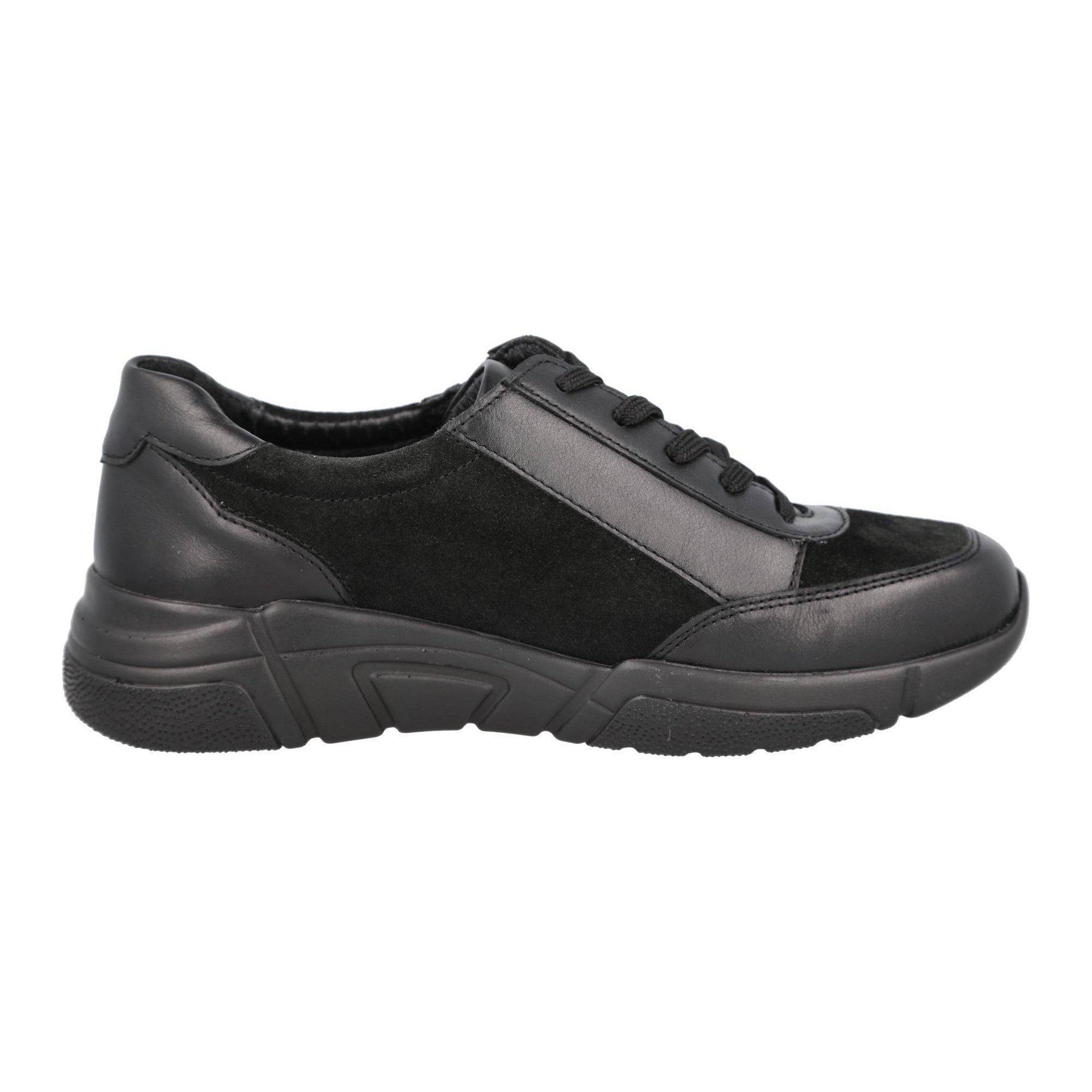 DB Shoes Granby 2V Ladies Wide Black Suede Zip & Lace Trainers-elevate your sole