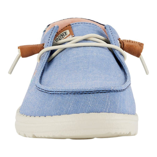 Dude Wendy Chambray Boho Ladies Blue Textile Slip On Shoes-elevate your sole