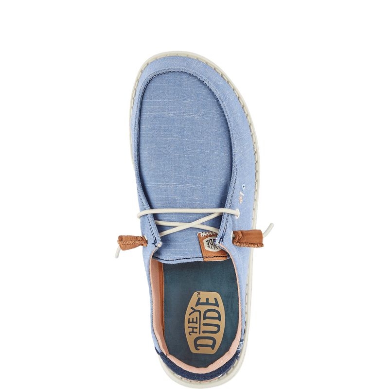 Dude Wendy Chambray Boho Ladies Blue Textile Slip On Shoes-elevate your sole