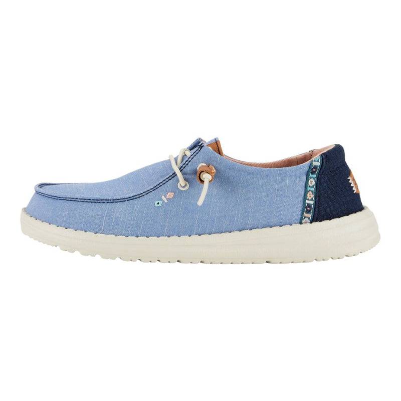 Dude Wendy Chambray Boho Ladies Blue Textile Slip On Shoes-elevate your sole