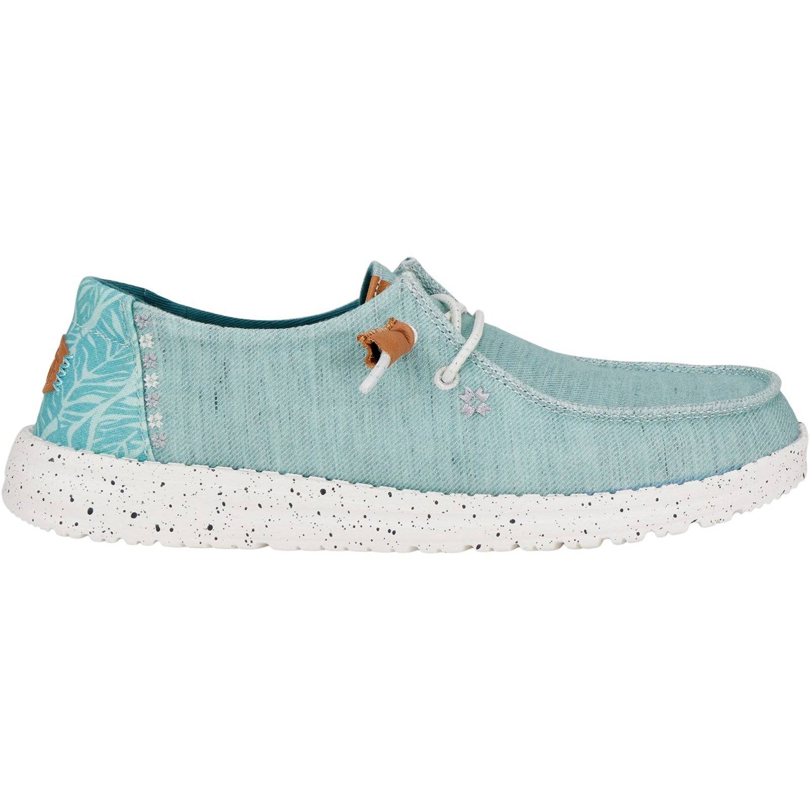 Dude Wendy Heathered Slub Tropical Ladies Blue Textile Slip On Shoes-elevate your sole