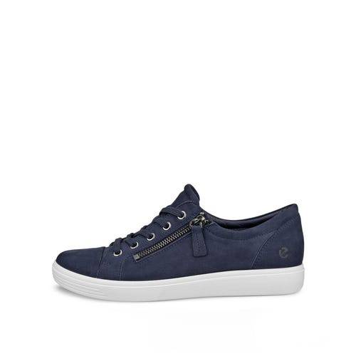 ECCO Soft 7 Classic Sneaker Laces 218633 02038 Ladies Marine Nubuck Lace Up Shoes-elevate your sole