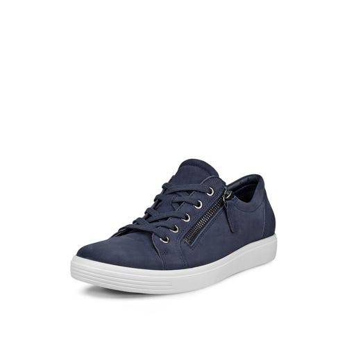 ECCO Soft 7 Classic Sneaker Laces 218633 02038 Ladies Marine Nubuck Lace Up Shoes-elevate your sole