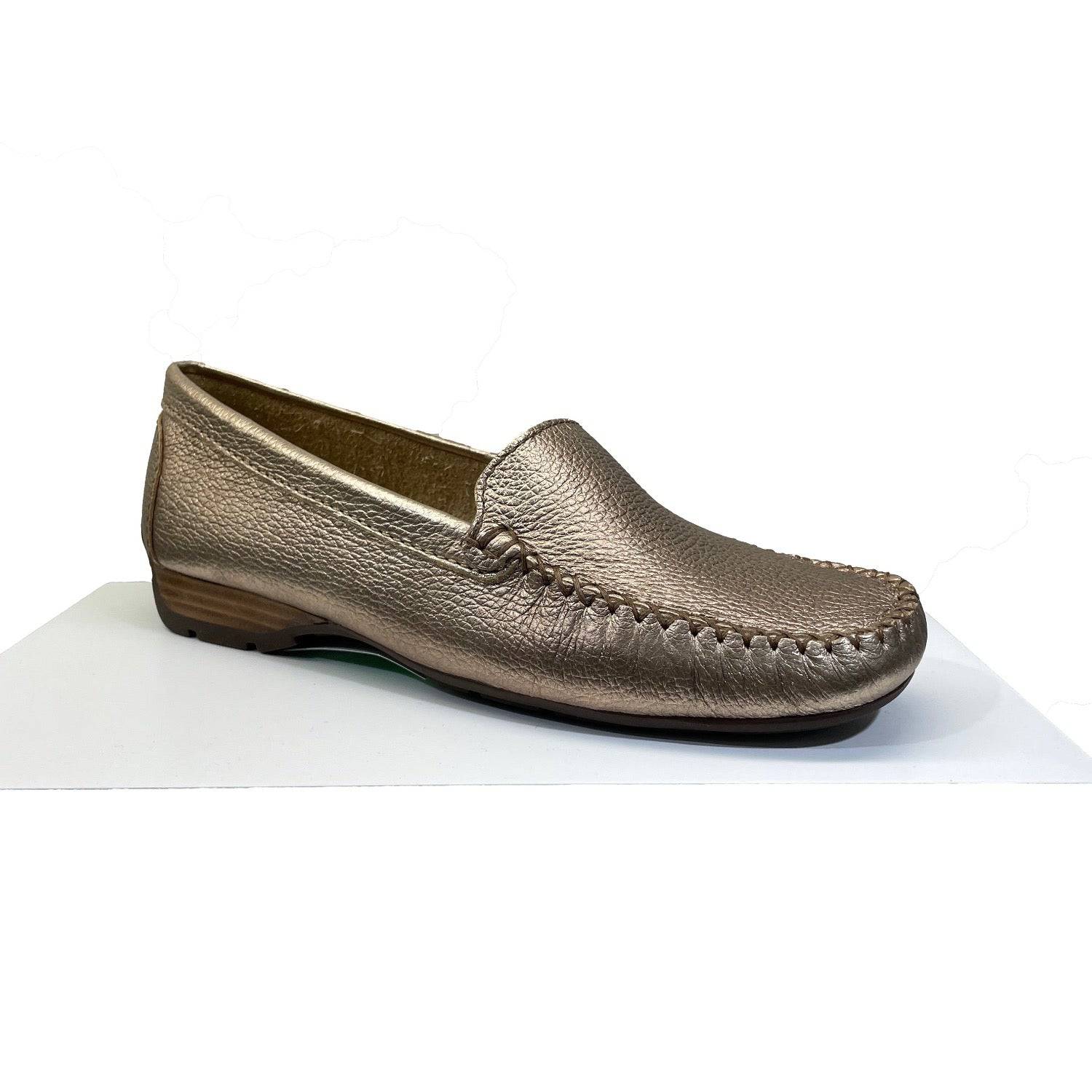 EYS Alice Ladies Gold Leather Loafer Slip On Shoes-elevate your sole