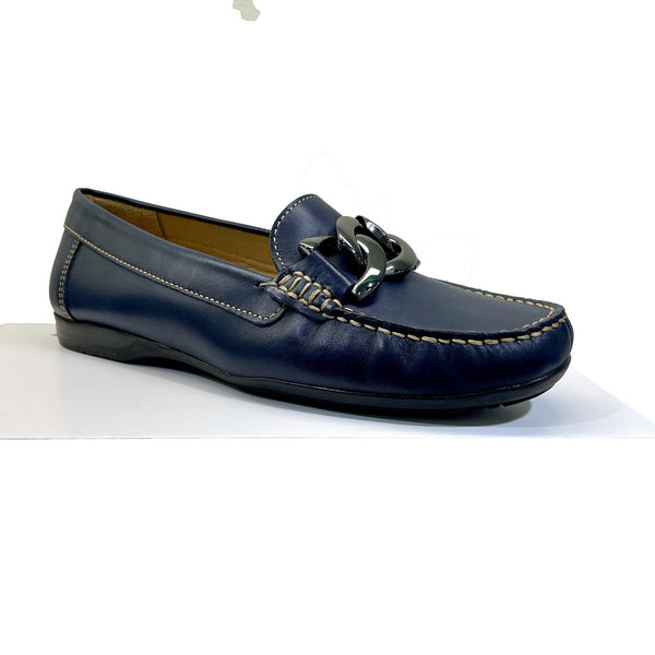 EYS Grace Ladies Blue Leather Slip On Shoes-elevate your sole