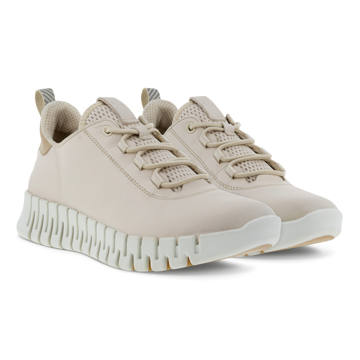 Ecco Gruuv 218203 60720 Ladies Limestone Leather Arch Support Elasticated Trainers-elevate your sole