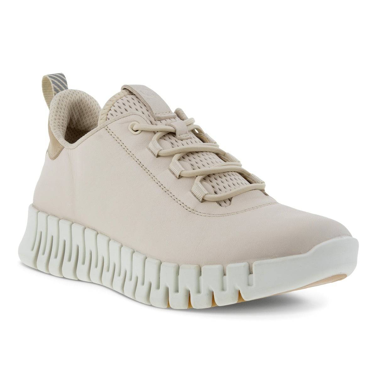 Ecco Gruuv 218203 60720 Ladies Limestone Leather Arch Support Elasticated Trainers-elevate your sole