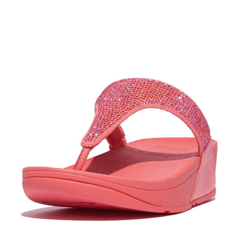 FitFlop EC5-B09 Lulu Crystal Ladies Rosy Coral Toe Post Sandals-elevate your sole