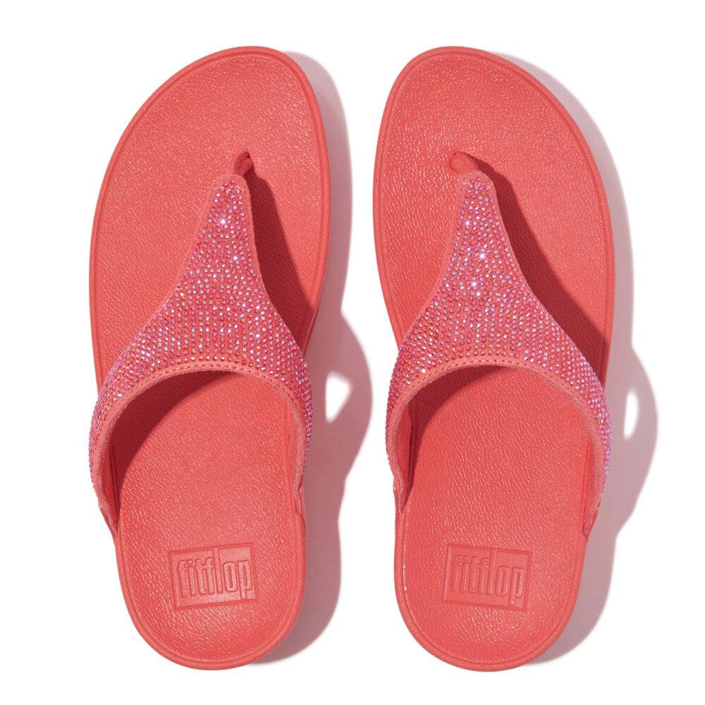 FitFlop EC5-B09 Lulu Crystal Ladies Rosy Coral Toe Post Sandals-elevate your sole