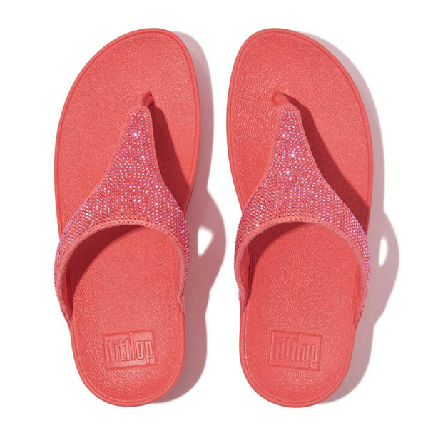 FitFlop EC5-B09 Lulu Crystal Ladies Rosy Coral Toe Post Sandals-elevate your sole