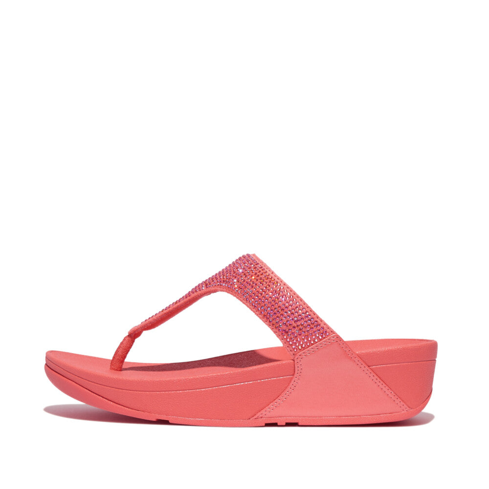 FitFlop EC5-B09 Lulu Crystal Ladies Rosy Coral Toe Post Sandals-elevate your sole