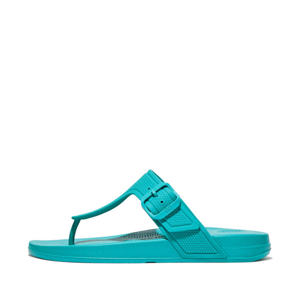 FitFlop GB3-A51 Iqushion Adjustable Buckle Ladies Tahiti Blue PU Arch Support Toe-Post Beach & Pool Shoes-elevate your sole