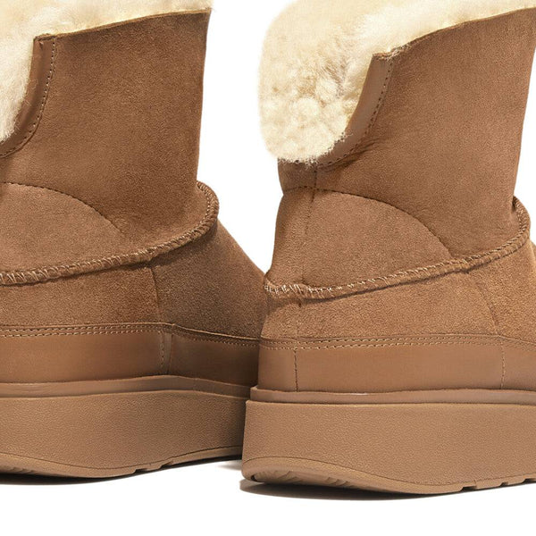 FitFlop GS6-A69 Gen-FF Mini Shearling Ladies Desert Tan Leather & Textile Pull On Ankle Boots-elevate your sole