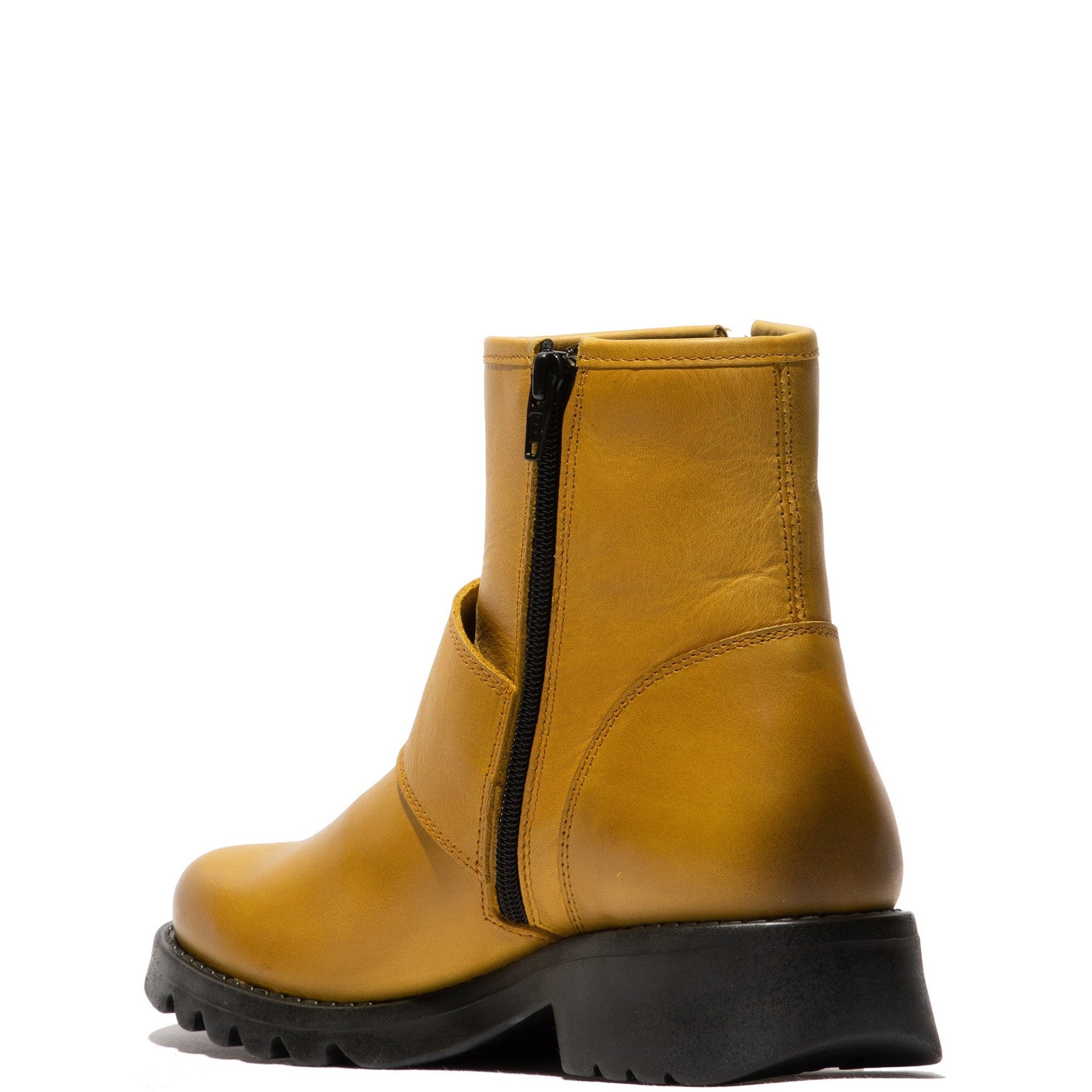 Fly Rily991 Ladies Rug Mustard Yellow Leather Side Zip Ankle Boots-elevate your sole