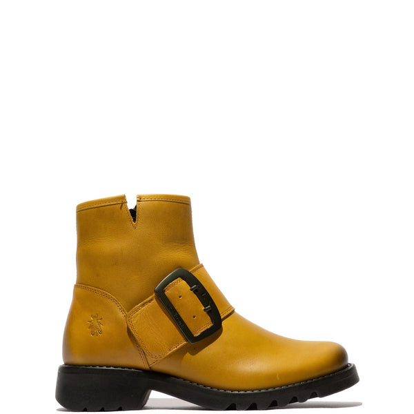 Fly Rily991 Ladies Rug Mustard Yellow Leather Side Zip Ankle Boots-elevate your sole