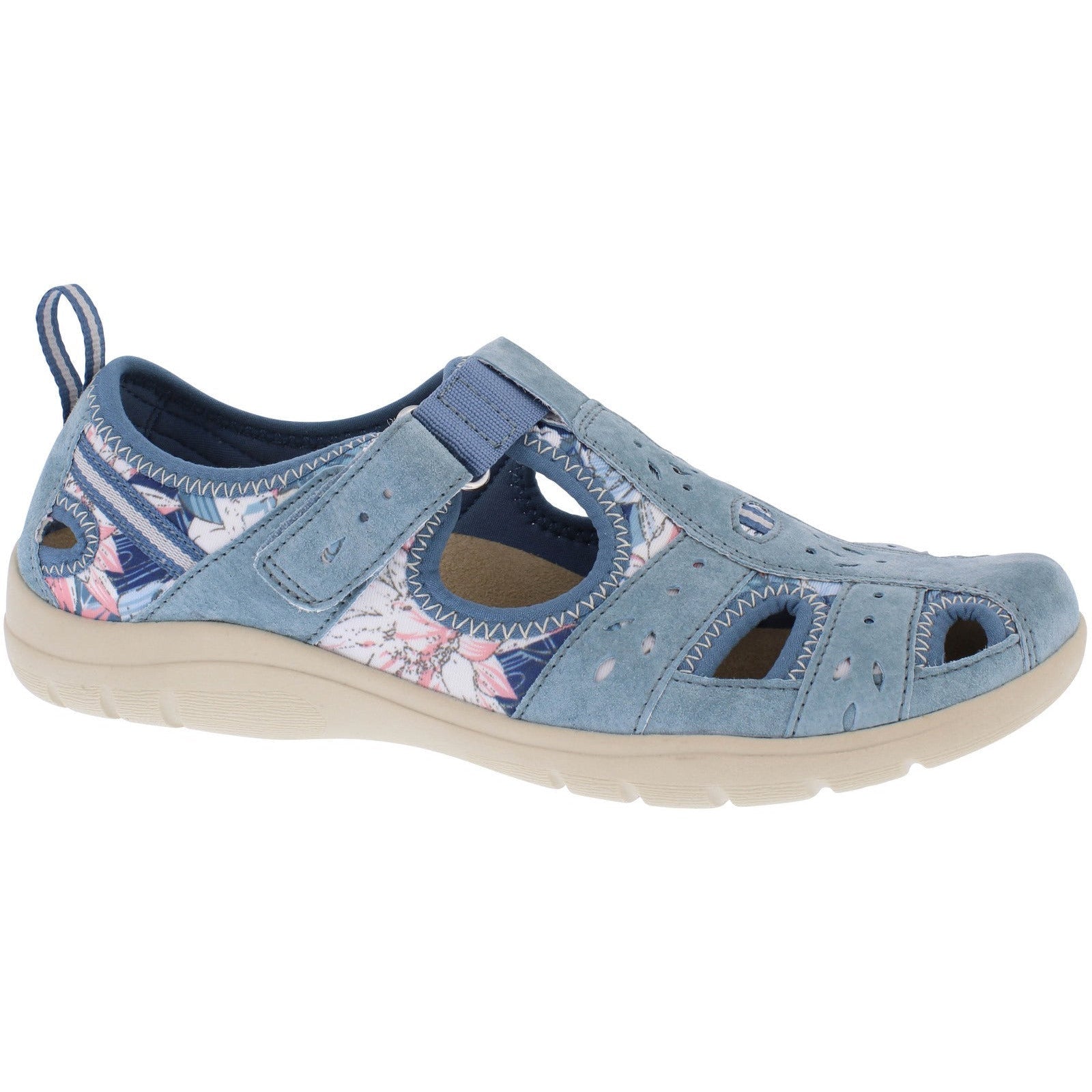 Free Spirit Cleveland Ladies Blue Multi Suede & Textile Touch Fastening Shoes-elevate your sole