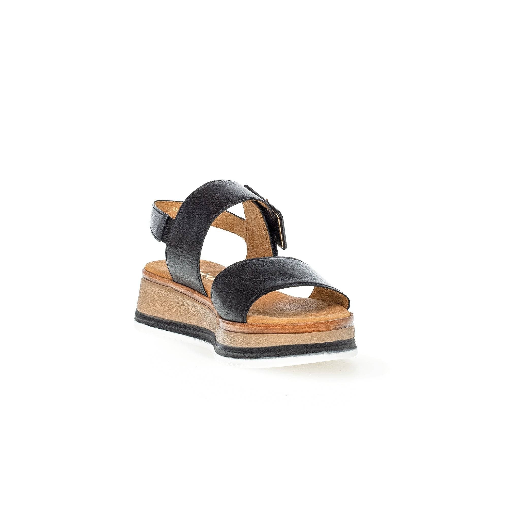 Gabor 42.744.57 Aviemore Ladies Black Leather Buckle Sandals-elevate your sole